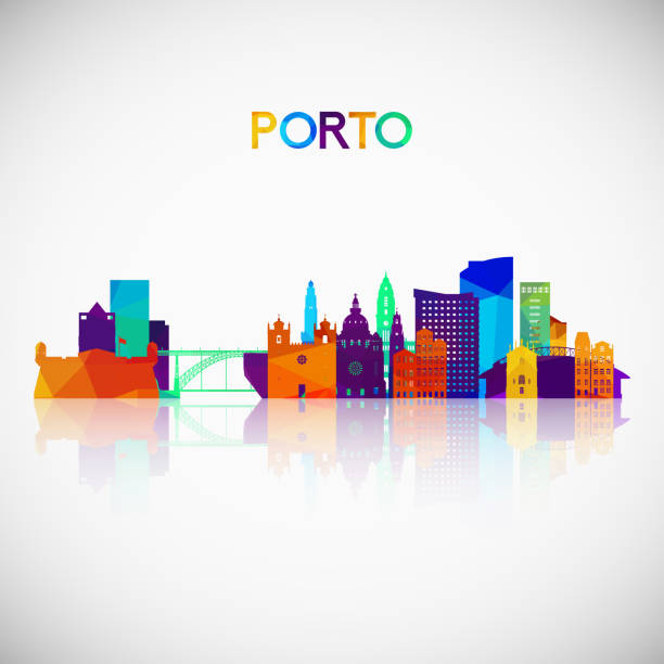 ilustrações de stock, clip art, desenhos animados e ícones de porto skyline silhouette in colorful geometric style. symbol for your design. vector illustration. - oporto