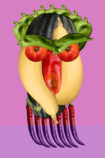 Portrait made out of veggies