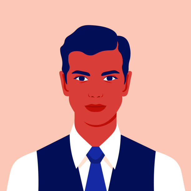 bir iş adamının portresi. sosyal ağ için genç bir adam avatar. - portrait stock illustrations