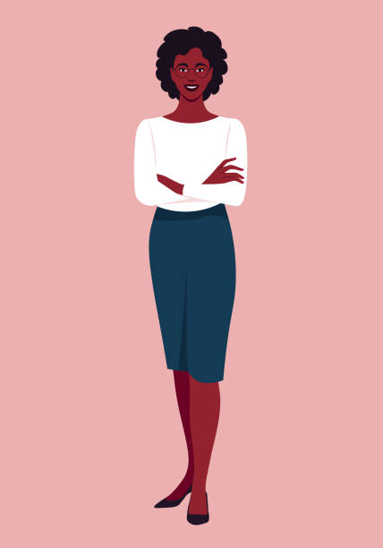 ilustrações de stock, clip art, desenhos animados e ícones de portrait of a full-length african woman. - de corpo inteiro