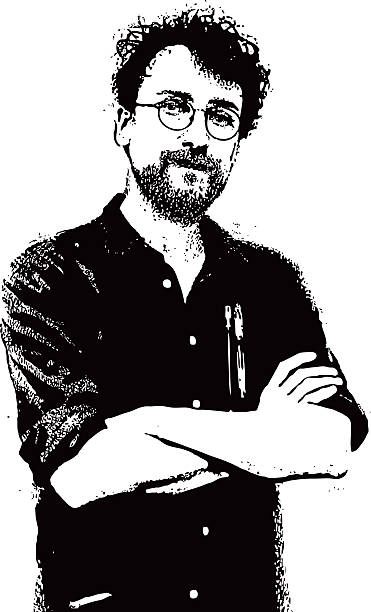 porträt einer hipster mann mit bart und schnurrbart - mann portrait stock-grafiken, -clipart, -cartoons und -symbole