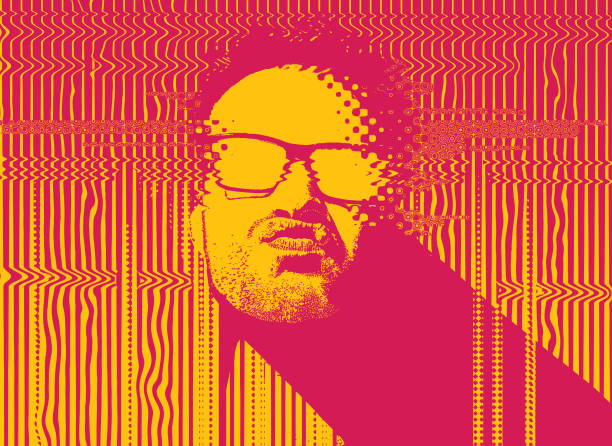 Portrait of a male Rapper with glitch technique Illustration of a rapper with glitch technique rapper stock illustrations