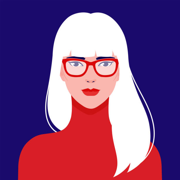 Portrait of a young beautiful,  Asian fashion woman in eyeglasses, vector flat illustration. Asian cute girl avatar. Portrait of a young beautiful,  Asian fashion woman in eyeglasses, vector flat illustration. Asian cute girl avatar. avatar clipart stock illustrations