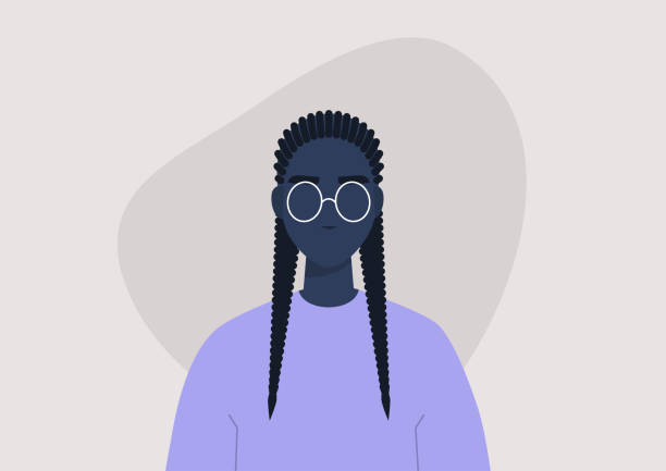 stockillustraties, clipart, cartoons en iconen met een portret van een afrikaans amerikaans meisje dat cornrows, moderne stijl draagt - hair braid
