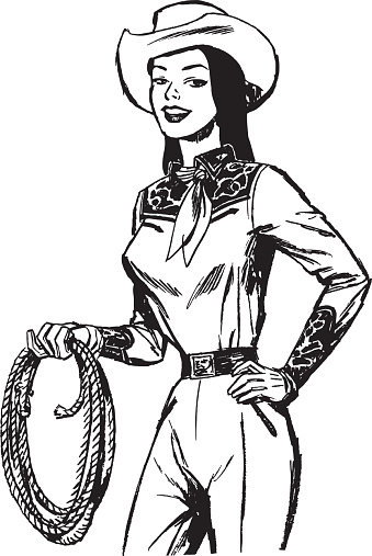 Portrait of young cowgirl posing with lasso in hand