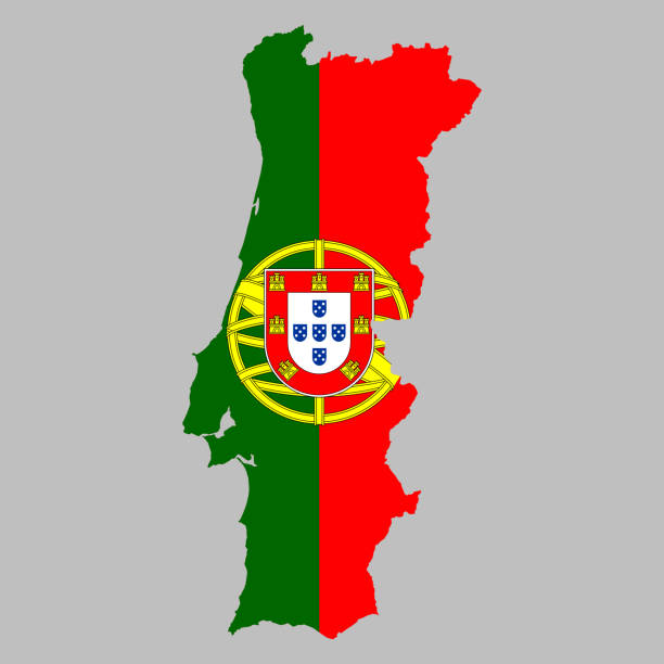 Portugal flag inside map borders vector art illustration