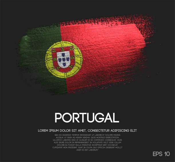 ilustrações de stock, clip art, desenhos animados e ícones de portugal flag made of glitter sparkle brush paint vector - portugal