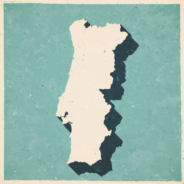 mapa portugalii w stylu retro vintage - stary papier teksturowany - portugal stock illustrations