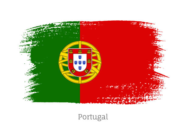 ilustrações de stock, clip art, desenhos animados e ícones de portugal official flag in shape of brush stroke - portugal flag