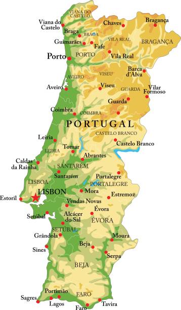 ilustrações de stock, clip art, desenhos animados e ícones de portugal relief map - algarve