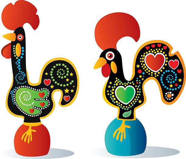 Portuguese Rooster Vector Portuguese Rooster barcelos stock illustrations