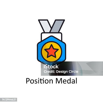 istock Position Medal vector filled outline Icon Design illustration. Sports And Awards Symbol on White background EPS 10 File 1413944631