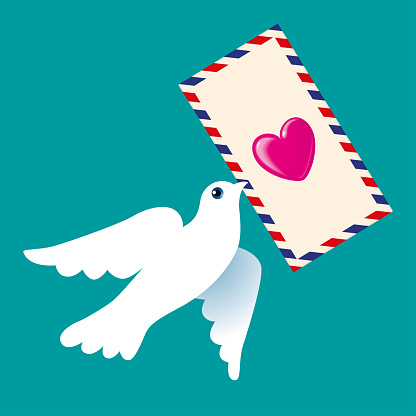 Post Dove Carrying Love Letter Clip Art