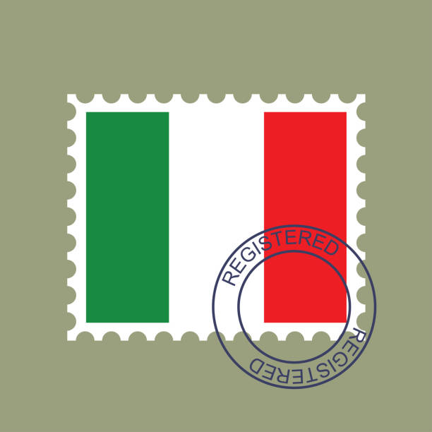 illustrazioni stock, clip art, cartoni animati e icone di tendenza di bandiera francobollo d'italia. illustrazione vettoriale - italia mondiali