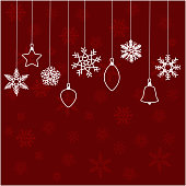 Abstract Christmas background. Winter frame with snowflakes on a red background. Vector illustration