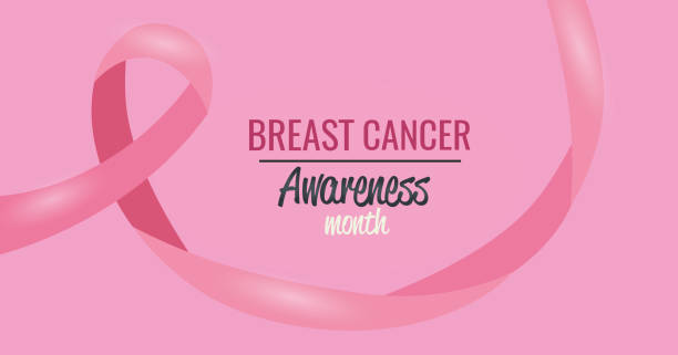 poster breast cancer awareness month with ribbon vector illustration...