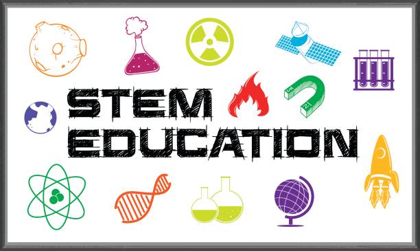Poster design for stem education Poster design for stem education illustration laboratory clipart stock illustrations