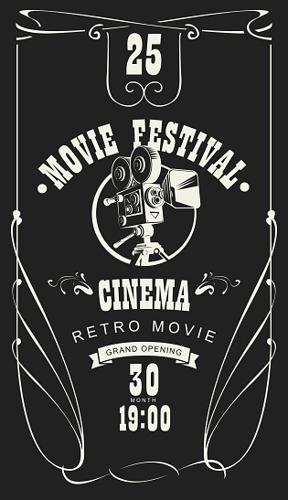 poster for retro movie festival with old camera