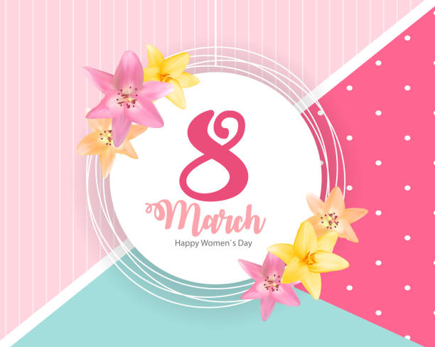 Poster International Happy Women s Day 8 March Floral Greeting card Vector Illustration Poster International Happy Women s Day 8 March Floral Greeting card Vector Illustration EPS10 mother borders stock illustrations