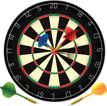 A poster of a dartboard with the bulls eye target