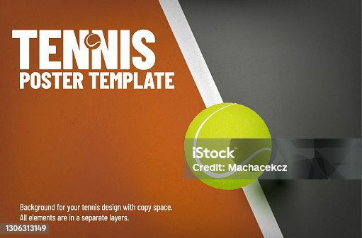 istock Poster or invitation template with tennis ball 1306313149