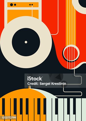 istock Poster template with abstract musical instruments. 1312772799