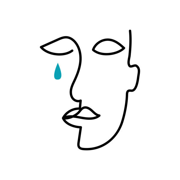 여성의 얼굴과 눈물 방울포스터 - 눈물 일러스트 stock illustrations