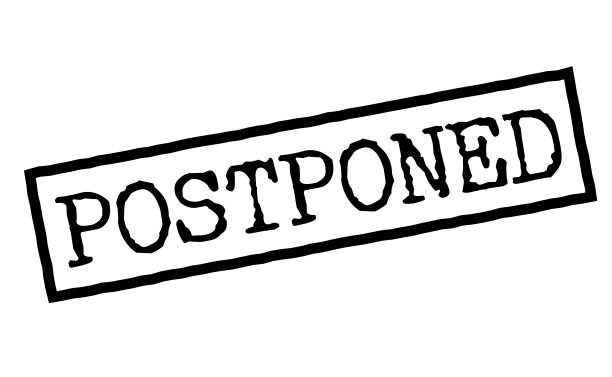 Postponed black rubber stamp Postponed black rubber stamp. Typographic series postponed stock illustrations