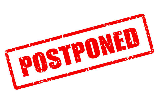 Postponed event red grunge stamp Postponed red grunge stamp isolated on white background postponed stock illustrations
