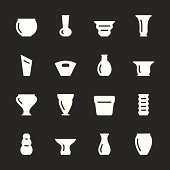 Pot and Vase Icons Set 1 White Series ESP10 File.