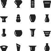 Pot and Vase Silhouette Vector File Icons Set 1.