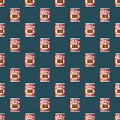 A seamless potato chip pattern created from a single flat design icon, which can be tiled on all sides. File is built in the CMYK color space for optimal printing and can easily be converted to RGB. No gradients or transparencies used, the shapes have been placed into a clipping mask.