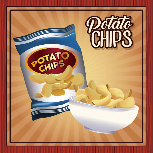 kartoffel-chips-frame - chips potato stock-grafiken, -clipart, -cartoons und -symbole