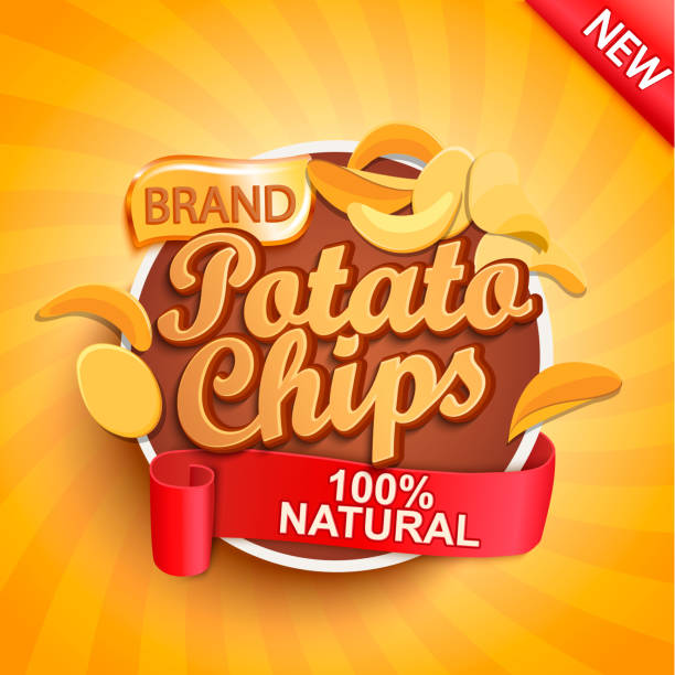 kartoffelchips auf gold sunburst hintergrund. - chips potato stock-grafiken, -clipart, -cartoons und -symbole
