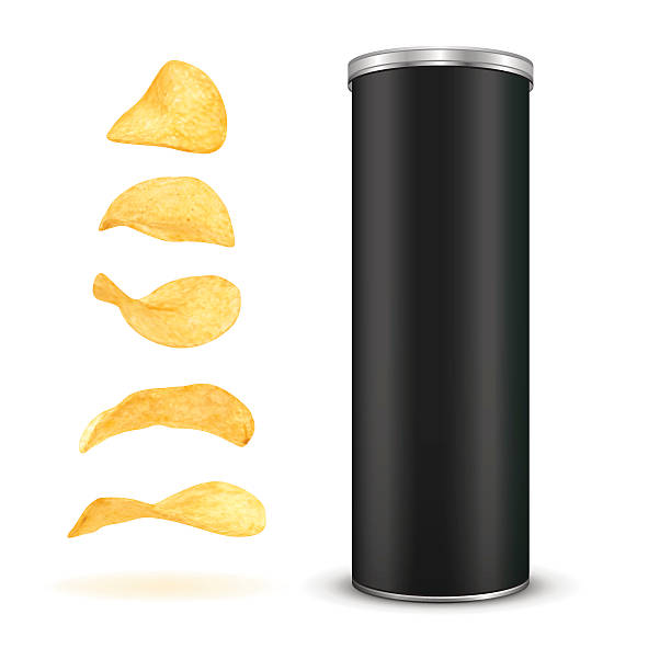 kartoffelchips snack, isoliert auf weißem hintergrund - chips potato stock-grafiken, -clipart, -cartoons und -symbole