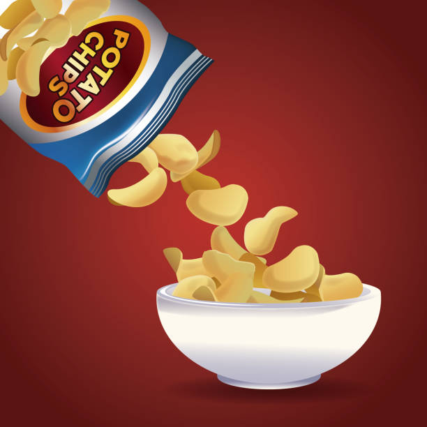 kartoffel-chips snacks - chips potato stock-grafiken, -clipart, -cartoons und -symbole