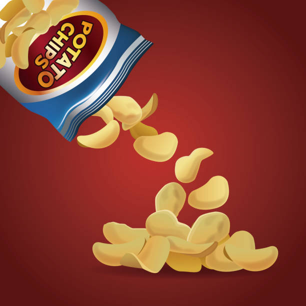 kartoffel-chips snacks - chips potato stock-grafiken, -clipart, -cartoons und -symbole