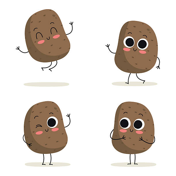 bildbanksillustrationer, clip art samt tecknat material och ikoner med potato. cute vegetable character set isolated on white - potato