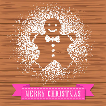 Powdered Sugar Decorate A Gingerbread Man Shape