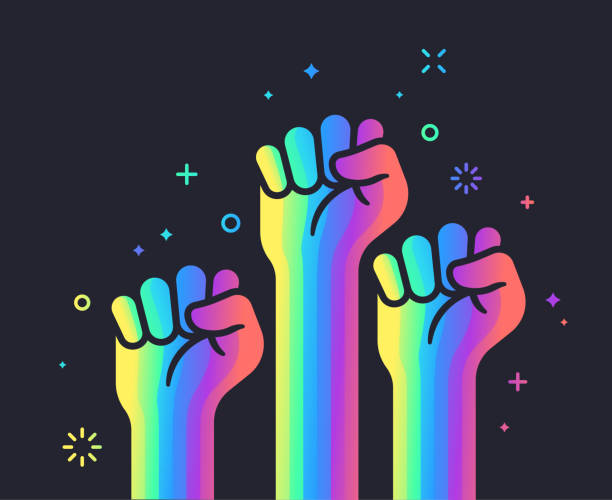 ilustrações, clipart, desenhos animados e ícones de power fist ativismo justiça social e voluntariado - homofobia