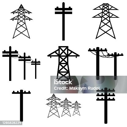 istock Power line icon, logo isolated on white background 1285828229