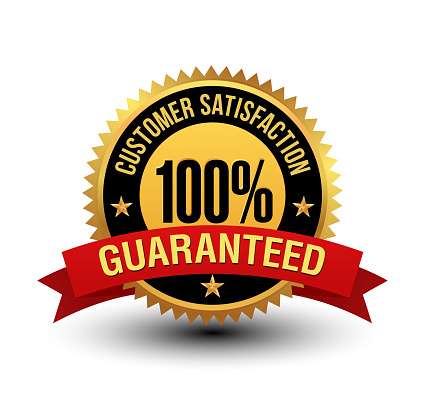 Powerful 100 Customer Satisfaction Guaranteed Badge With Red Ribbon Stock  Illustration - Download Image Now - iStock