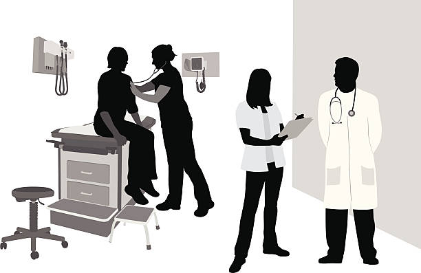 Practicioners A-Digit hospital silhouettes stock illustrations