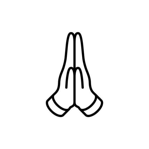 Praying hands vector icon on white background Praying hands vector icon on white background. namaste greeting stock illustrations