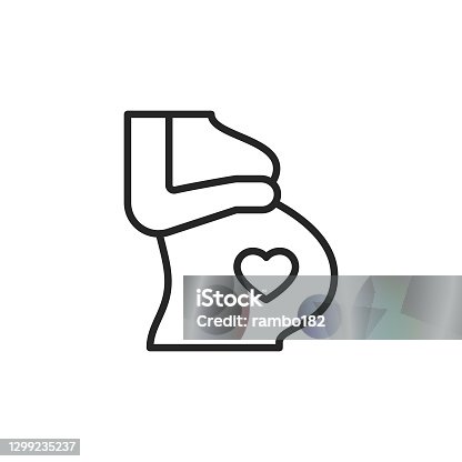 istock Pregnancy Line Vector Icon. Editable Stroke. Pixel Perfect. For Mobile and Web. 1299235237
