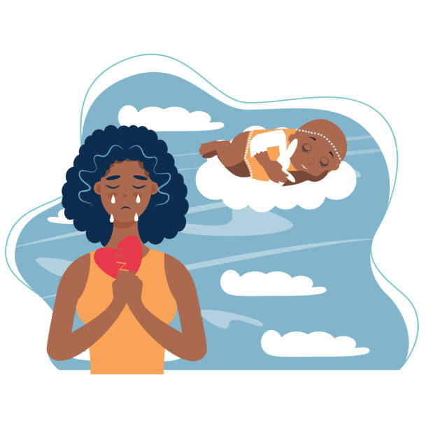 ilustrações de stock, clip art, desenhos animados e ícones de pregnancy loss, pregnancy termination, abortion, miscarriage concept. woman is crying in hospital or clinic. she lost her child. flat vector illustration. - lost first