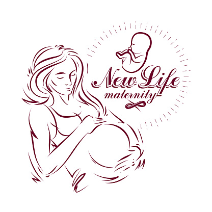 Pregnant Female Body Shape Hand Drawn Vector Illustration Beautiful Lady Gently Touching Her Belly Maternity Ward Marketing Poster Stock Illustration Download Image Now Istock,Illustration Abstract Face Line Art Face Png