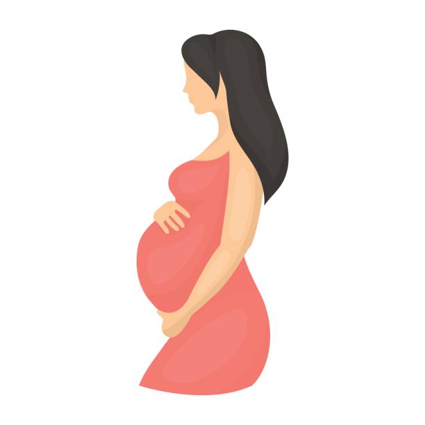 Pregnant icon in cartoon style isolated on white background. Pregnancy symbol stock vector illustration. Pregnant icon in cartoon style isolated on white background. Pregnancy symbol vector illustration. pregnant symbols stock illustrations