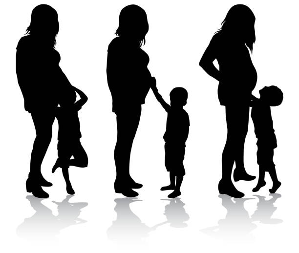 Pregnant woman and her son http://smdesign.eu/s/p.jpg pregnant silhouettes stock illustrations