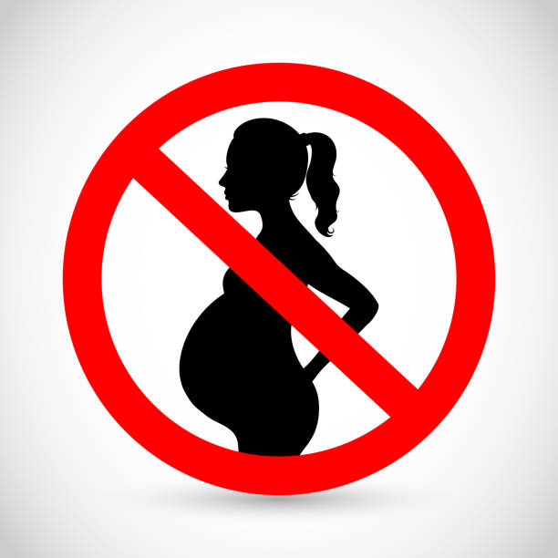 Pregnant woman forbidden sign vector Pregnant woman forbidden sign vector art pregnant symbols stock illustrations